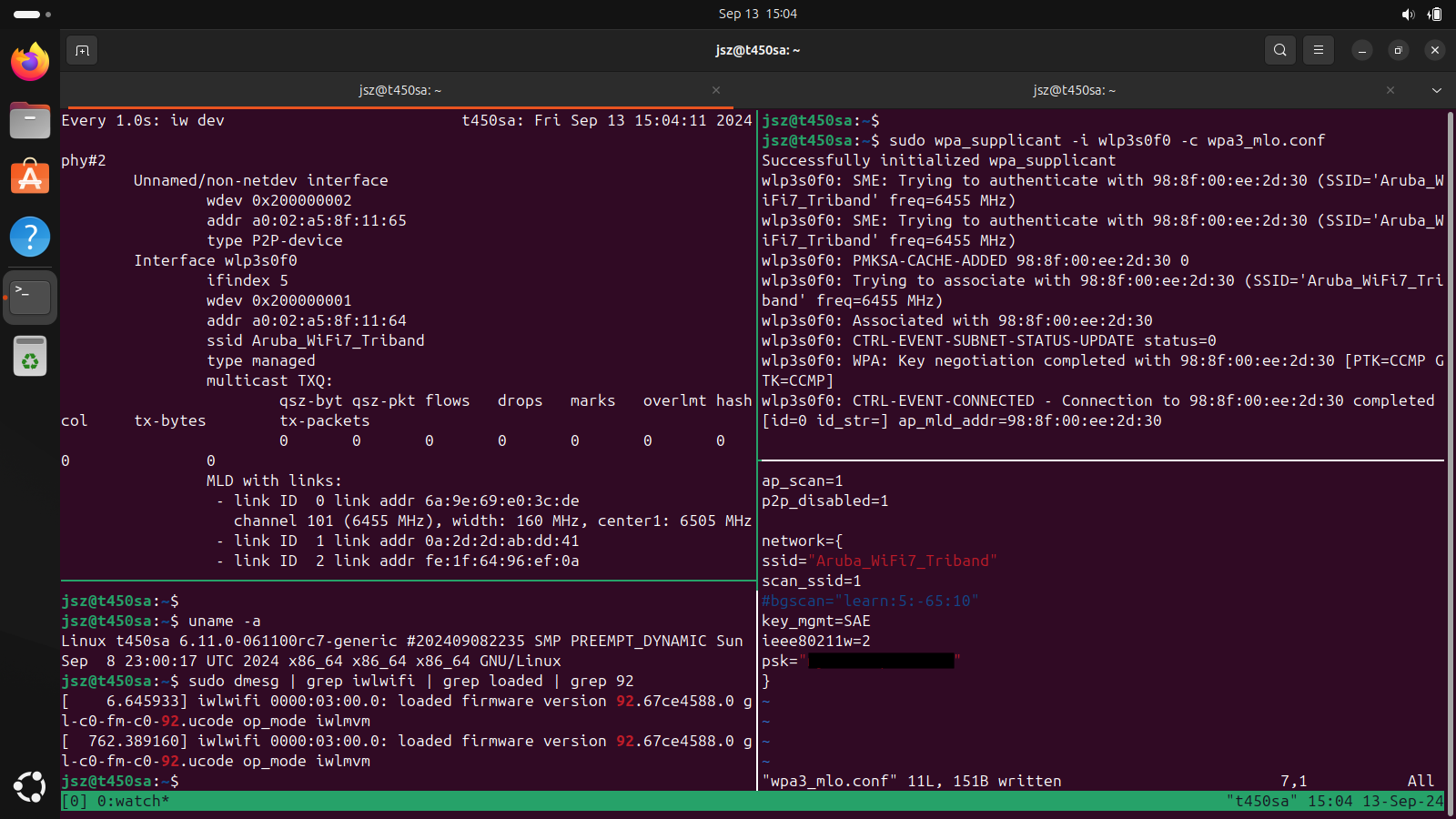 tmux session showing MLO